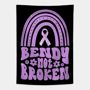 Ehlers-Danlos Syndrome Awareness Ribbon: Bendy Not Broken Purple Boho Rainbow Tapestry