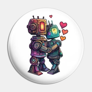 Robots In Love Pin