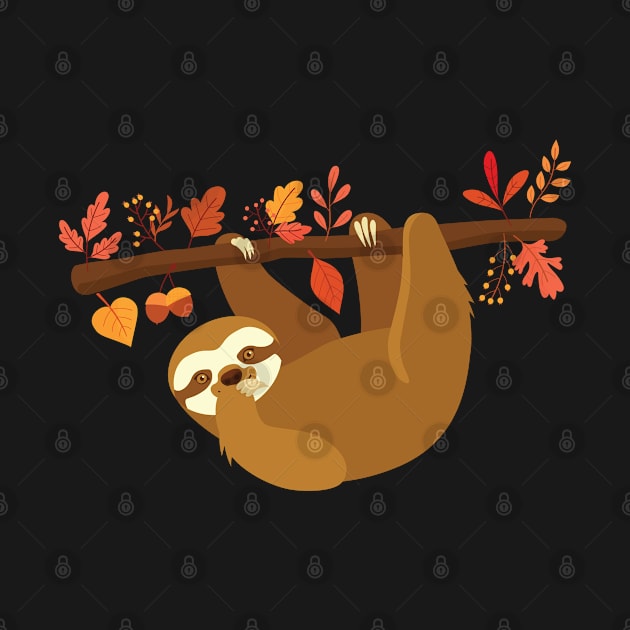 Lazy Sloth Autumn Leaves Thanksgiving Sleepy Animal Fall by FamiLane