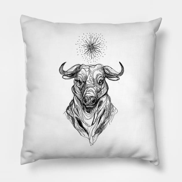 The Bull Pillow by InkedinRed