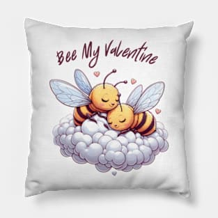 couple of bees embracing on a cloud, Bee My Valentine Pillow