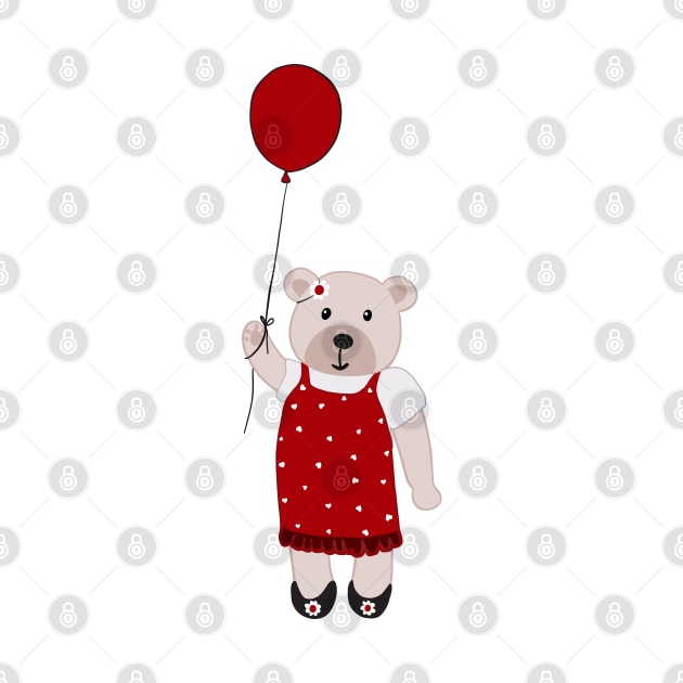 Bear with red balloon by GULSENGUNEL