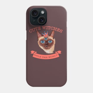 Cute Witches rule the world three eyed cat Phone Case