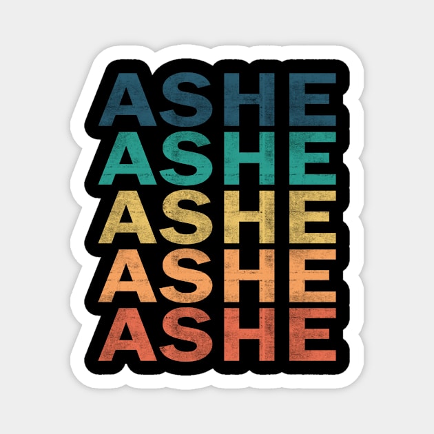 Ashe Name T Shirt - Ashe Vintage Retro Name Gift Item Tee Magnet by henrietacharthadfield