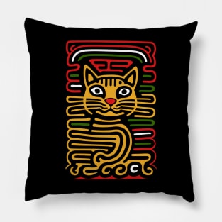 Spaghetti Cat in Reggae Colors Pillow