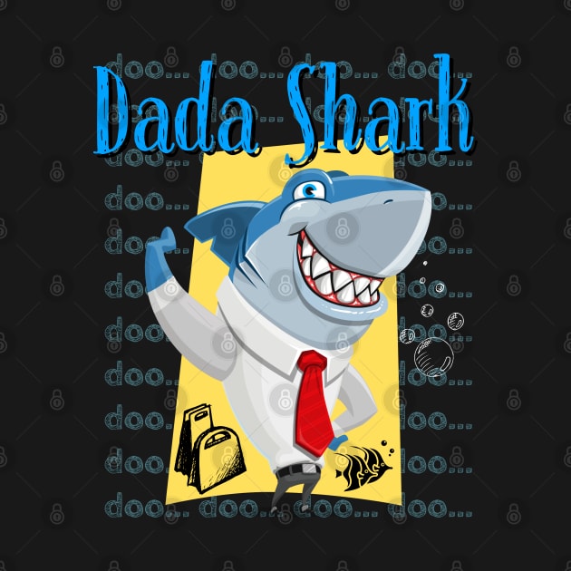 Dada Shark Doo Doo Doo funny gift for kids and Daddy sharks by BrightShadow