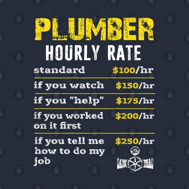 Plumber Hourly Rate Funny Plumbing Distressed Design by missalona