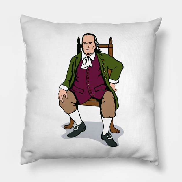 Benjamin Franklin Sitting Retro Pillow by retrovectors