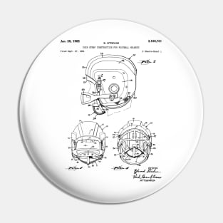 Football Helmet Patent - Football Fan Bedroom Office Art - White Pin