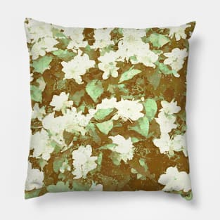 Distressed Wild Jasmine Digital Art Pillow