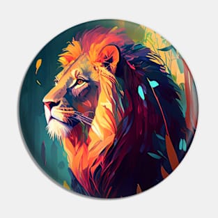 Lion Animal Portrait Painting Wildlife Outdoors Adventure Pin