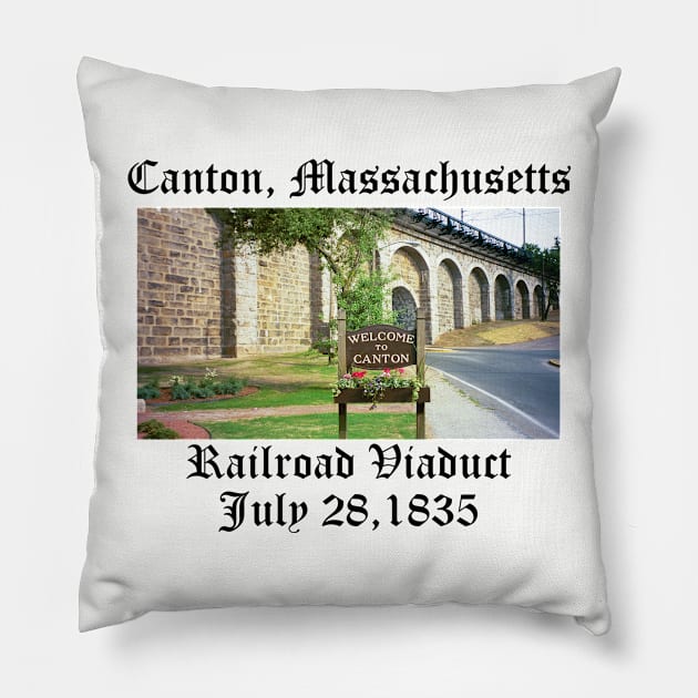 Canton Massachusetts Railroad Viaduct Pillow by MisterBigfoot