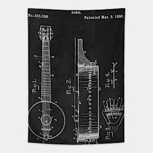 Chalkboard Banjo Patent Tapestry