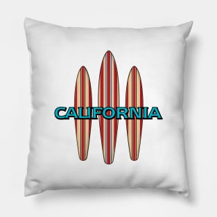 California with Three Surfboards Pillow