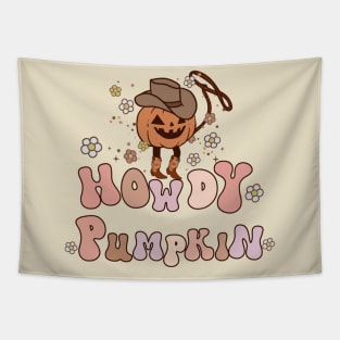 Halloween Howdy Pumpkin Cowboy Cowgirl Tapestry