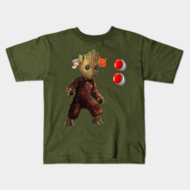 Groot pushing the button - Groot - Kids T-Shirt | TeePublic