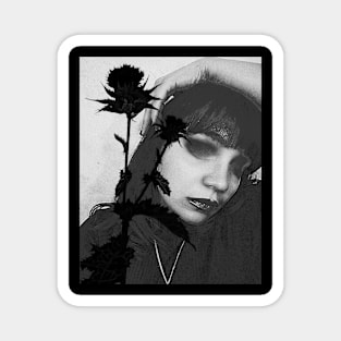 goth girl with the black rose Magnet