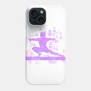 Gymnast on Beam Silhouette Abstract Watercolor Design in Purple Phone Case