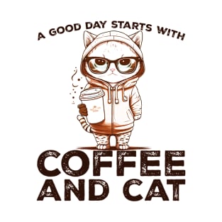 A Good Day Starts With Coffee and Cat Cat Lovers Coffee Lovers Gift Idea T-Shirt