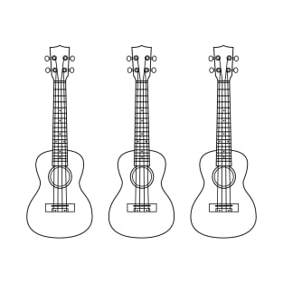 Three Ukulele Outlines Light Theme T-Shirt