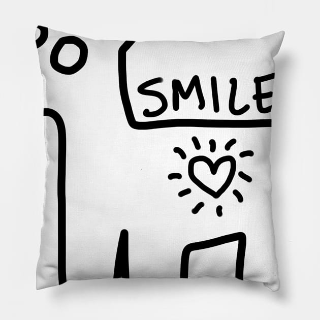 SMILE (happy animal) Pillow by Angel Rivas