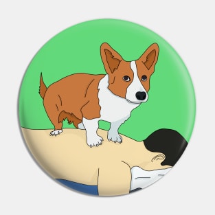 Cute Corgi giving back massage Pin