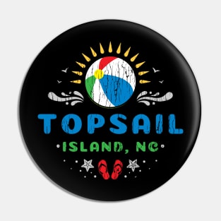 Topsail Island, North Carolina Beach Ball Flip Flops Pin