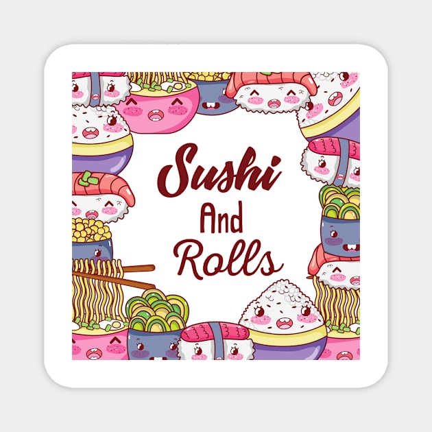 sushi and rolls Magnet by Nikoleart