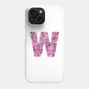 Pink Floral Letter W Phone Case