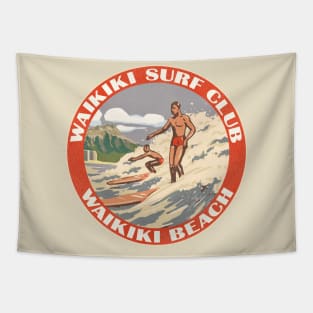 Waikiki Surf Club Vintage Travel Style Souvenir Tapestry