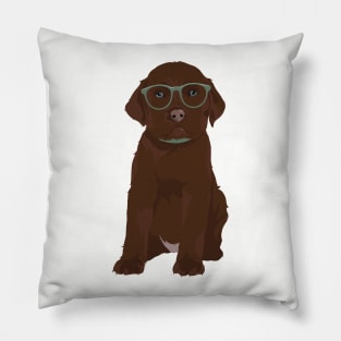 Cute Hipster Chocolate Labrador Retriever Puppy T-Shirt for Dog Lovers Pillow