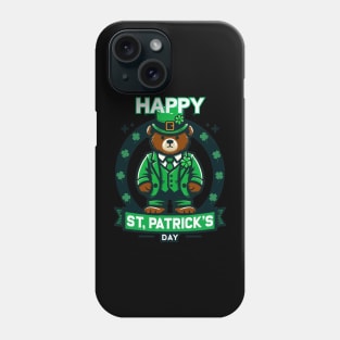 Happy st patricks day funny green bear Phone Case