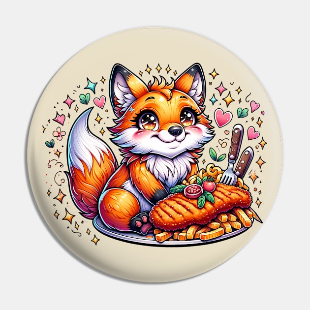 Cute Fox eating german food Pin by TaevasDesign