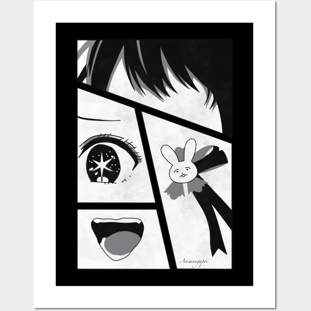 Anime Manga Panel Aesthetic Black and White Living Kids Room Decor