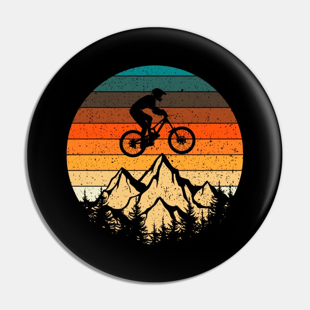 Mountainbike Downhill Retro Vintage Gift Pin by Delightful Designs