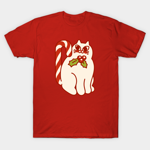 Cat With the Candy Cane Tail - Christmas - T-Shirt