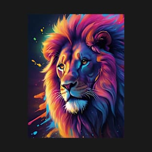 Lion Face Close Up with Multiple Colours T-Shirt