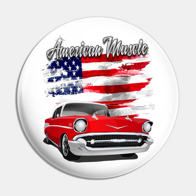 1957 Red and White American Muscle Chevy Bel Air Pin by RPM-ART