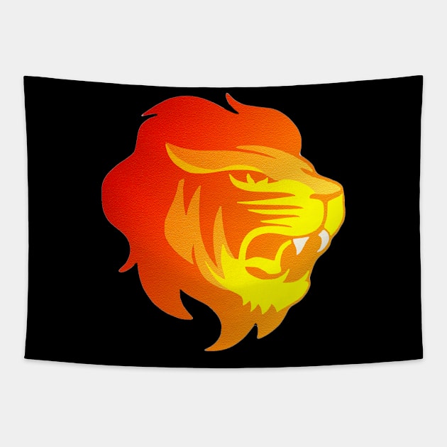 Raging Serious Fiery Lion with Mane Tapestry by Normo Apparel