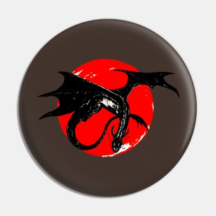 dragon on the background of the red moon Pin