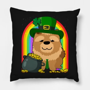 Chow Chow Rainbow Irish Clover St Patrick Day Dog Gift design Pillow