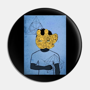 Davinci Dreamer - Male Character with Doodle Mask and Green Eyes Pin