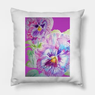 Purple Pansy Watercolor Painting Pillow