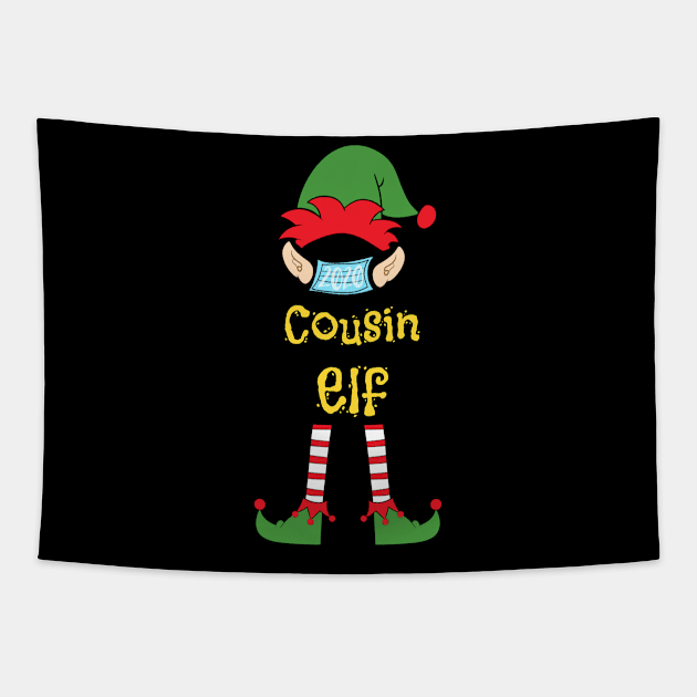 2020 Masked Christmas Elf Family Group Matching Shirts -  Cousin Tapestry by Funkrafstik