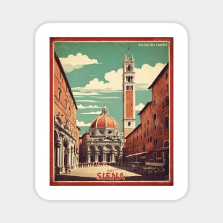 Piazza del Campo and Duomo Siena  Italy Vintage Tourism Travel Poster Magnet