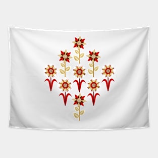 Retro Flowers with Christmas Colors Tapestry