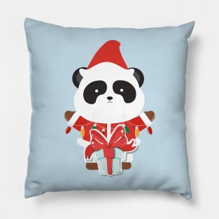 Cute Panda Ready For Christmas Pillow