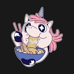 Cute Unicorn with Ramen - Kawaii Designs T-Shirt