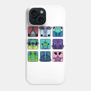 Insect orders cartoon head squares (cool colour theme) Phone Case