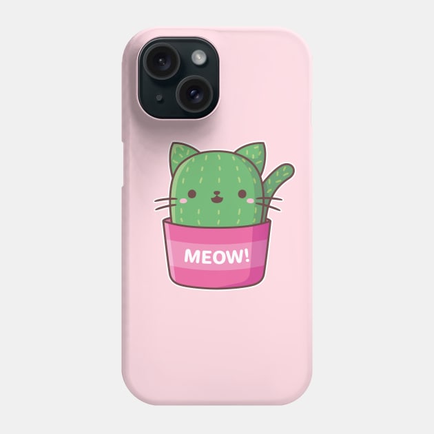 Cute Cat Cactus Plant Phone Case by rustydoodle